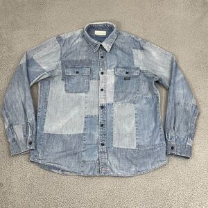 Denim & Supply Ralph Lauren Patchwprk Shirt Men XL Chambray Western Button Front